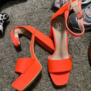 6.5 orange heels brand new